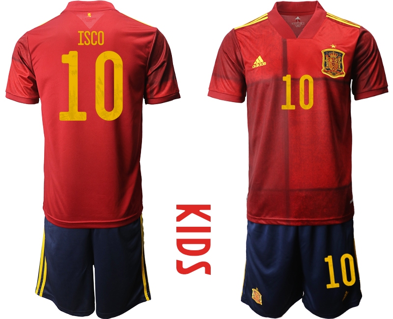 Youth 2021 European Cup Spain home red 10 Soccer Jersey